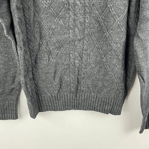 Burnside Sweater Size M Gray Long Sleeve Crew Neck Cable Knit Acrylic - Picture 4 of 9